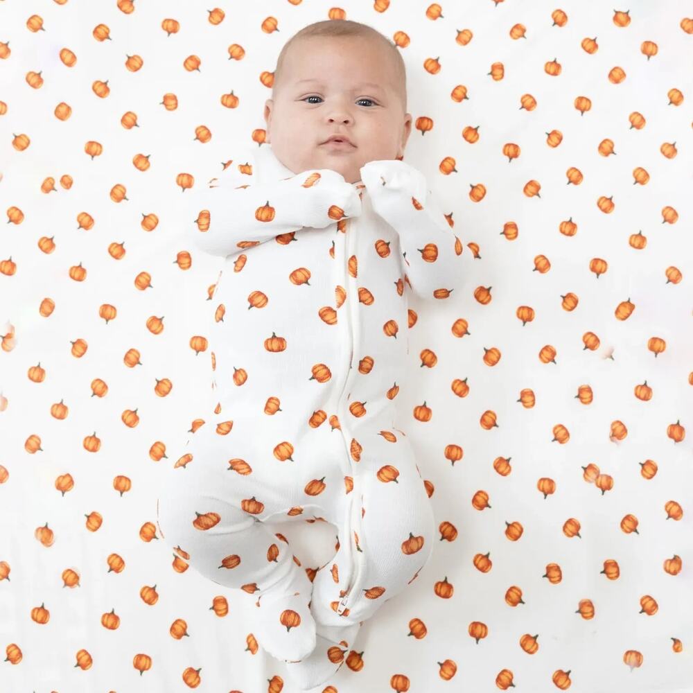 Angel Dear Little Pumpkins Bamboo Viscose Zipper Footie, NB